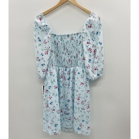 Bar III Womens Medium Floral Printed Smocked Convertible Mini Dress in Blue $99 - Picture 6 of 10